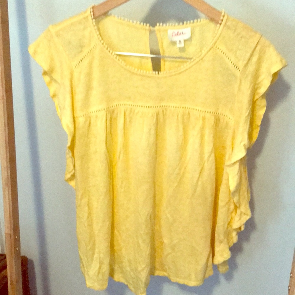 Fluttered Anthropologie Top in Gold